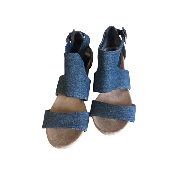 Jones New York blue denim buckle wedge Bailey sandals size 8M - Picture 3 of 7